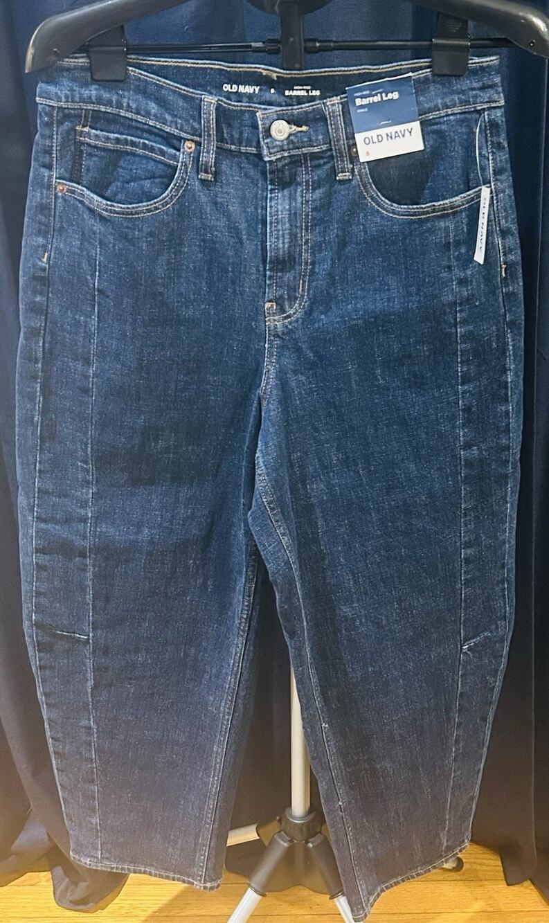 NWT Old Navy High Rise Barrel Leg Ankle Denim Jeans Women's size 8